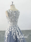 Gray-blue wedding dress, custom-made wedding dress, lace wedding dress