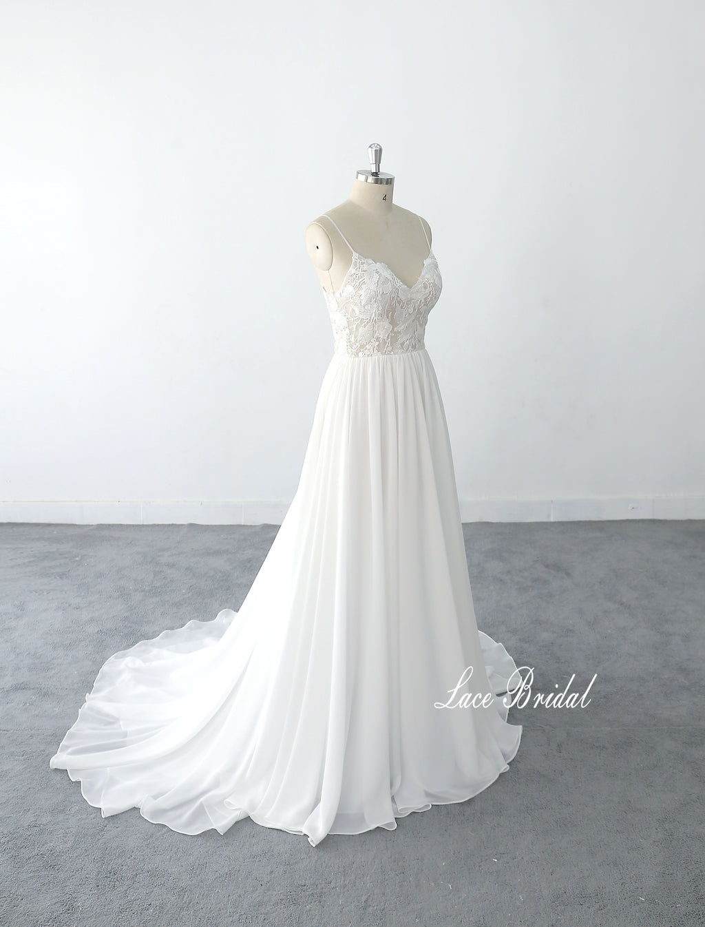 Vestido de novia color marfil, vestido de novia de encaje, vestido de novia hecho a medida