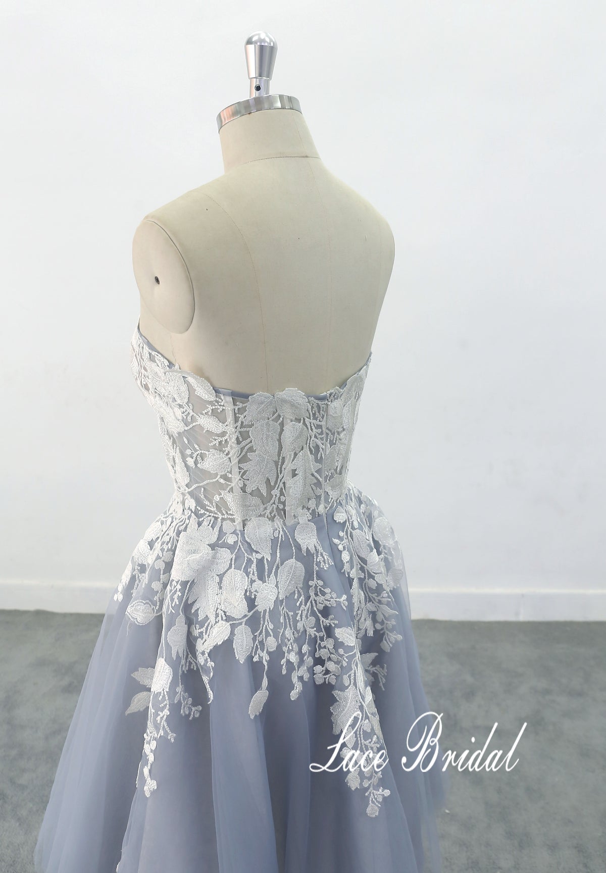 Gray-blue wedding dress, short dress, custom-made wedding dress