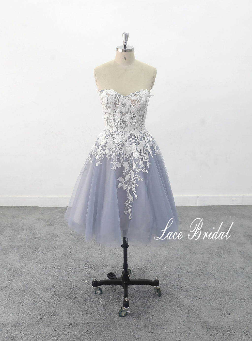 Vestido de novia gris azulado, vestido corto, vestido de novia hecho a medida