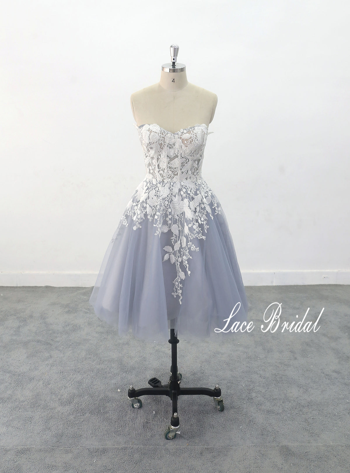 Gray-blue wedding dress, short dress, custom-made wedding dress