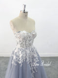 Gray-blue wedding dress, short dress, custom-made wedding dress