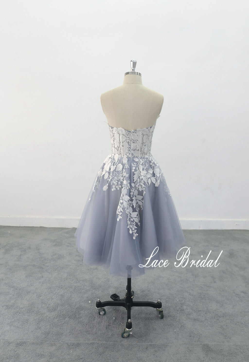 Vestido de novia gris azulado, vestido corto, vestido de novia hecho a medida
