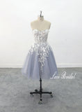 Gray-blue wedding dress, short dress, custom-made wedding dress