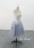 Gray-blue wedding dress, short dress, custom-made wedding dress