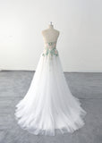 Ivory wedding dress, green lace wedding dress, custom-made wedding dress