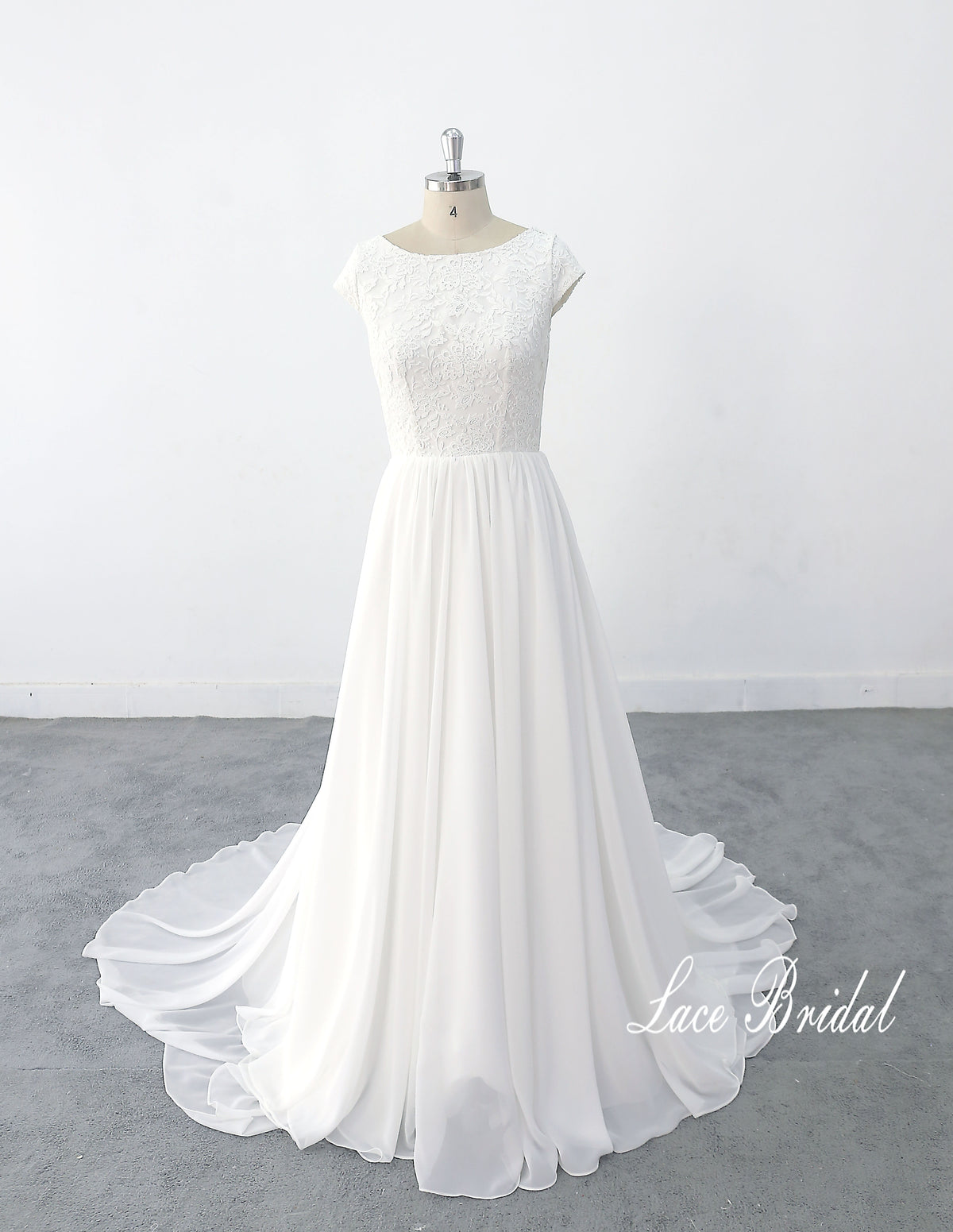 Snow-white wedding dress, chiffon wedding dress, custom-made wedding dress
