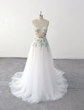 Ivory wedding dress, green lace wedding dress, custom-made wedding dress