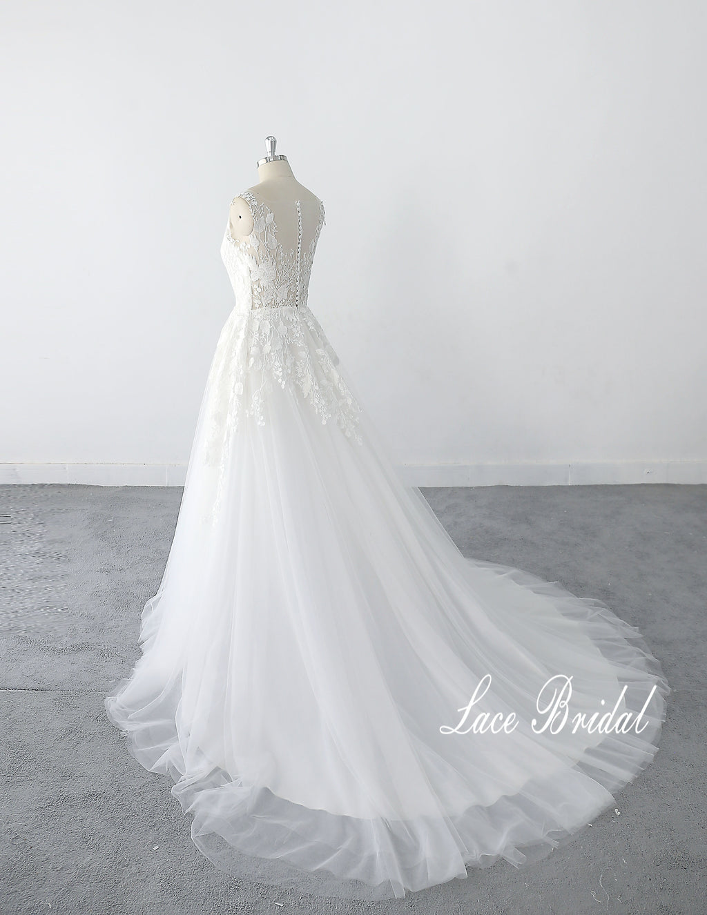 Vestido de novia color marfil, vestido de novia de encaje, vestido de novia hecho a medida