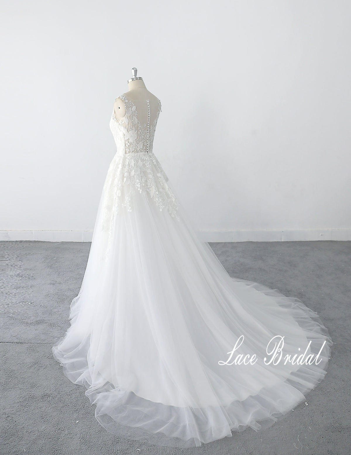 Ivory wedding dress, lace wedding dress, custom-made wedding dress