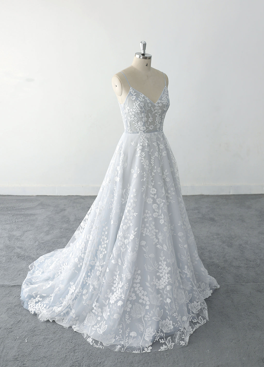 Light blue wedding dress, lace wedding dress, custom-made wedding dress