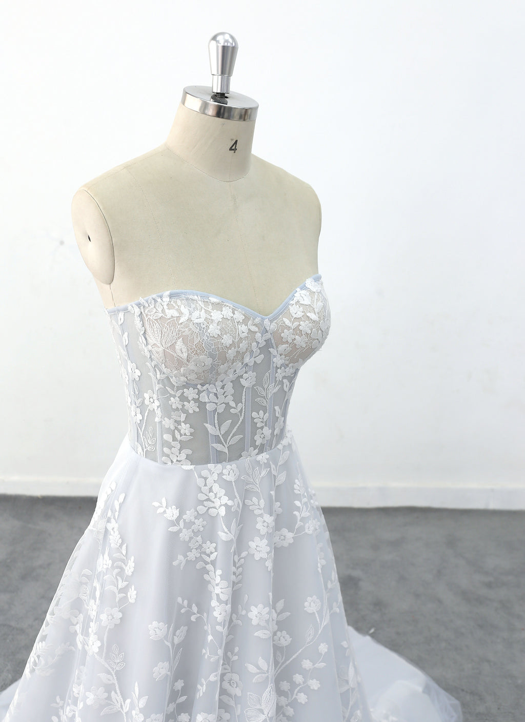 Vestido de novia color marfil, vestido de novia de encaje, vestido de novia hecho a medida