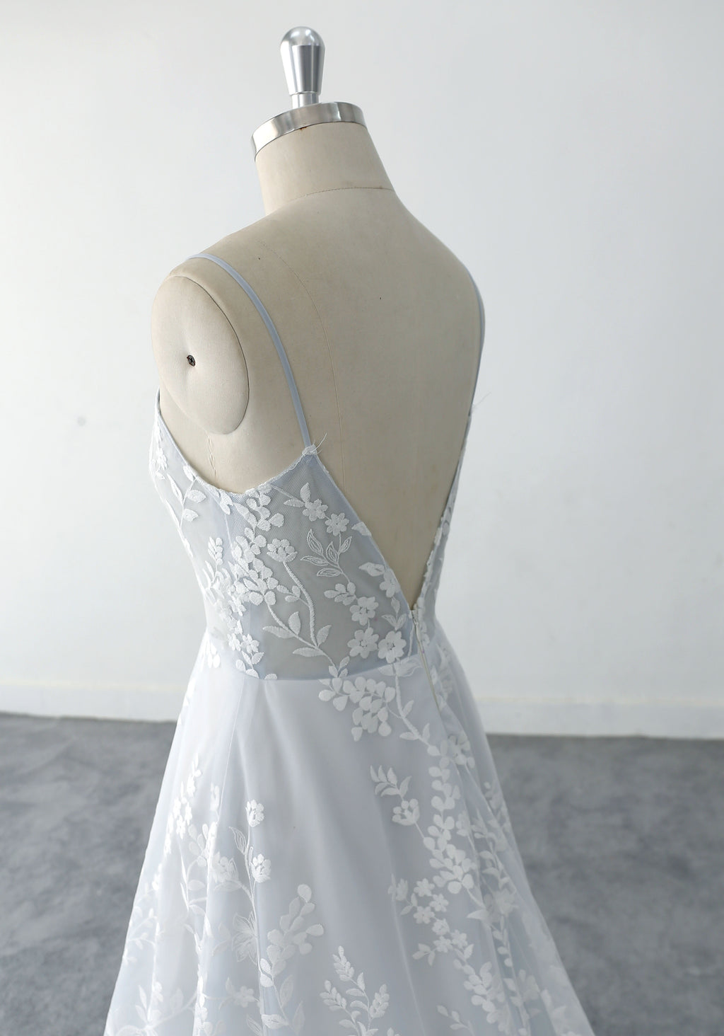 Light blue wedding dress, lace wedding dress, custom-made wedding dress