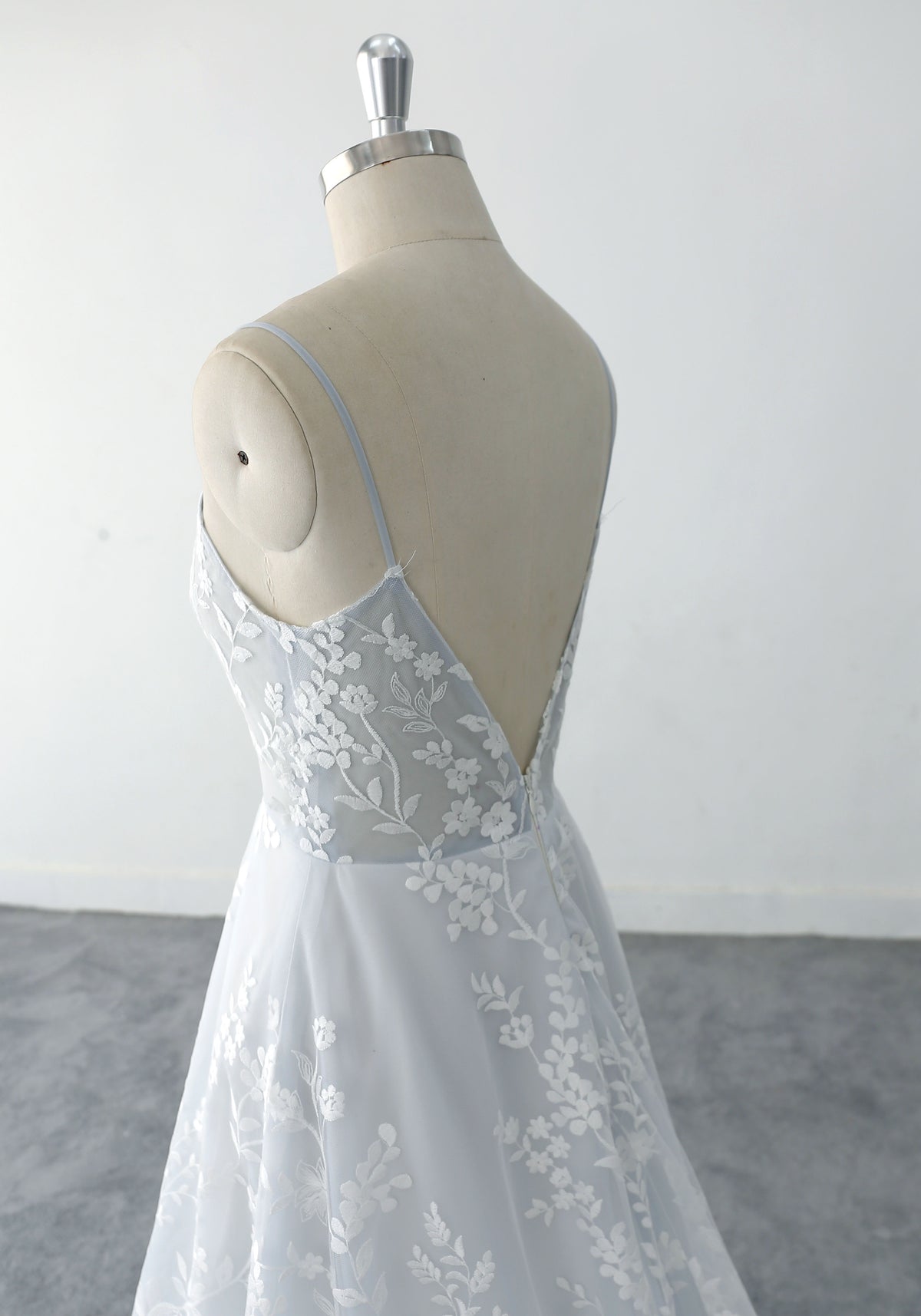 Light blue wedding dress, lace wedding dress, custom-made wedding dress