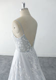 Light blue wedding dress, lace wedding dress, custom-made wedding dress