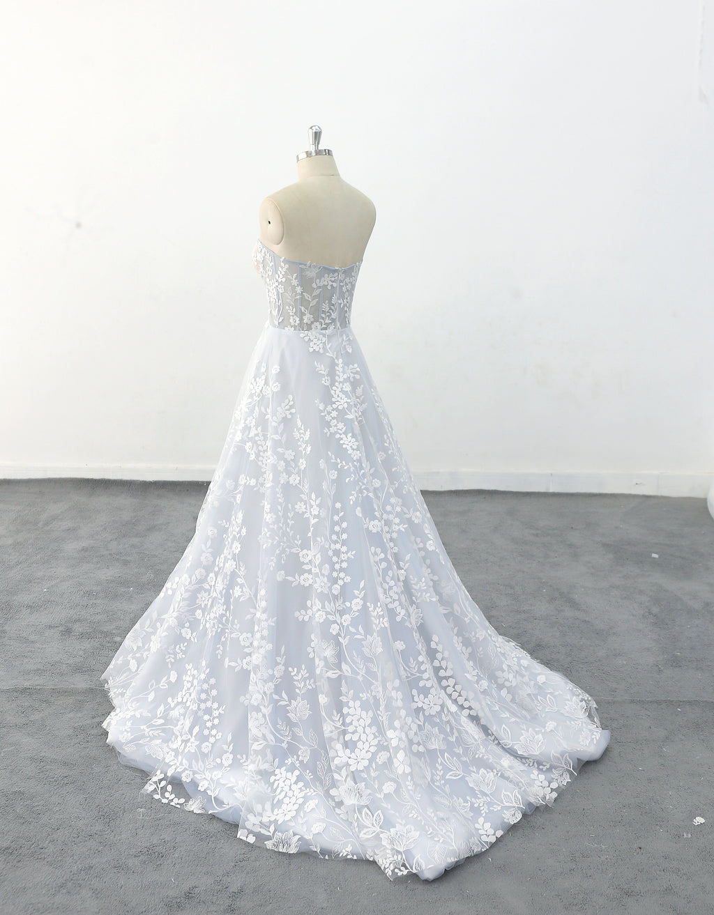 Vestido de novia color marfil, vestido de novia de encaje, vestido de novia hecho a medida