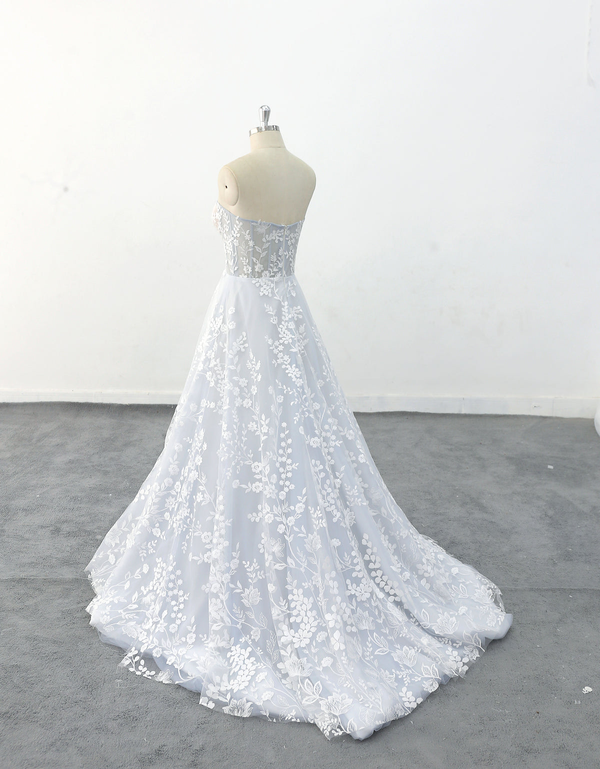 Vestido de novia color marfil, vestido de novia de encaje, vestido de novia hecho a medida