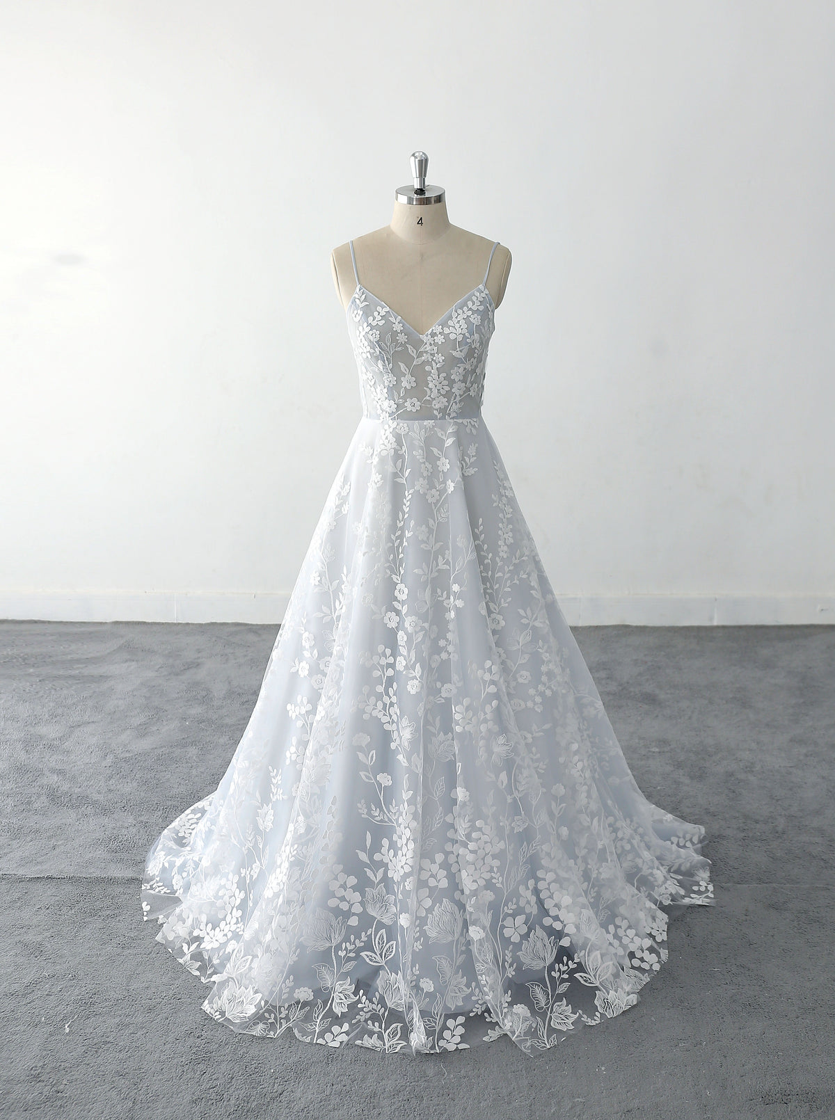 Light blue wedding dress, lace wedding dress, custom-made wedding dress