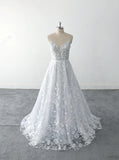 Light blue wedding dress, lace wedding dress, custom-made wedding dress