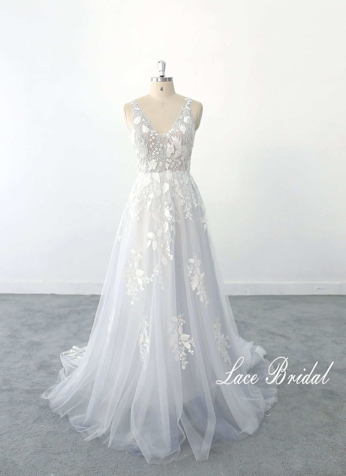 Ivory wedding dress, lace wedding dress, custom-made wedding dress