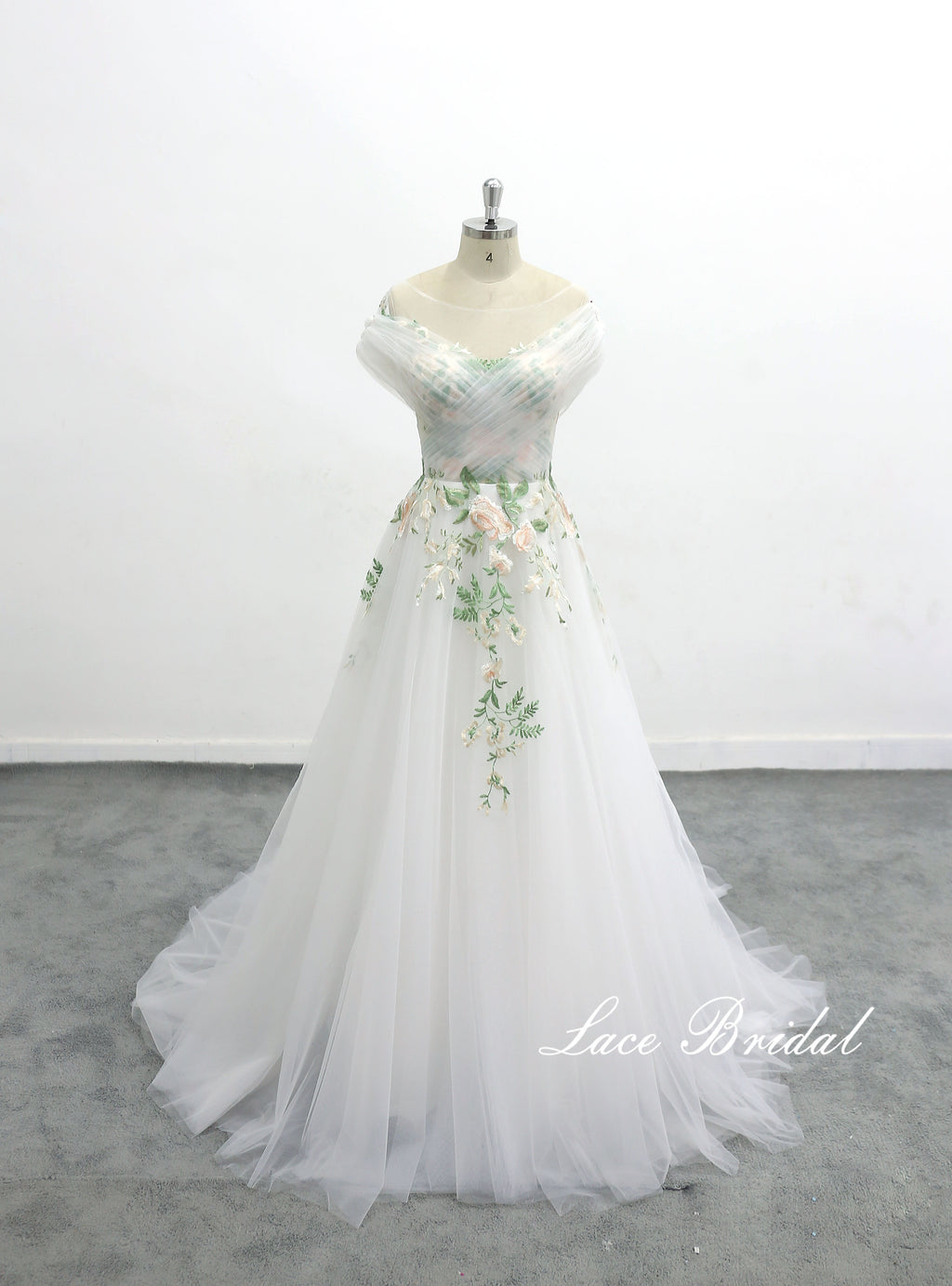 Ivory wedding dress, lace wedding dress, custom-made wedding dress