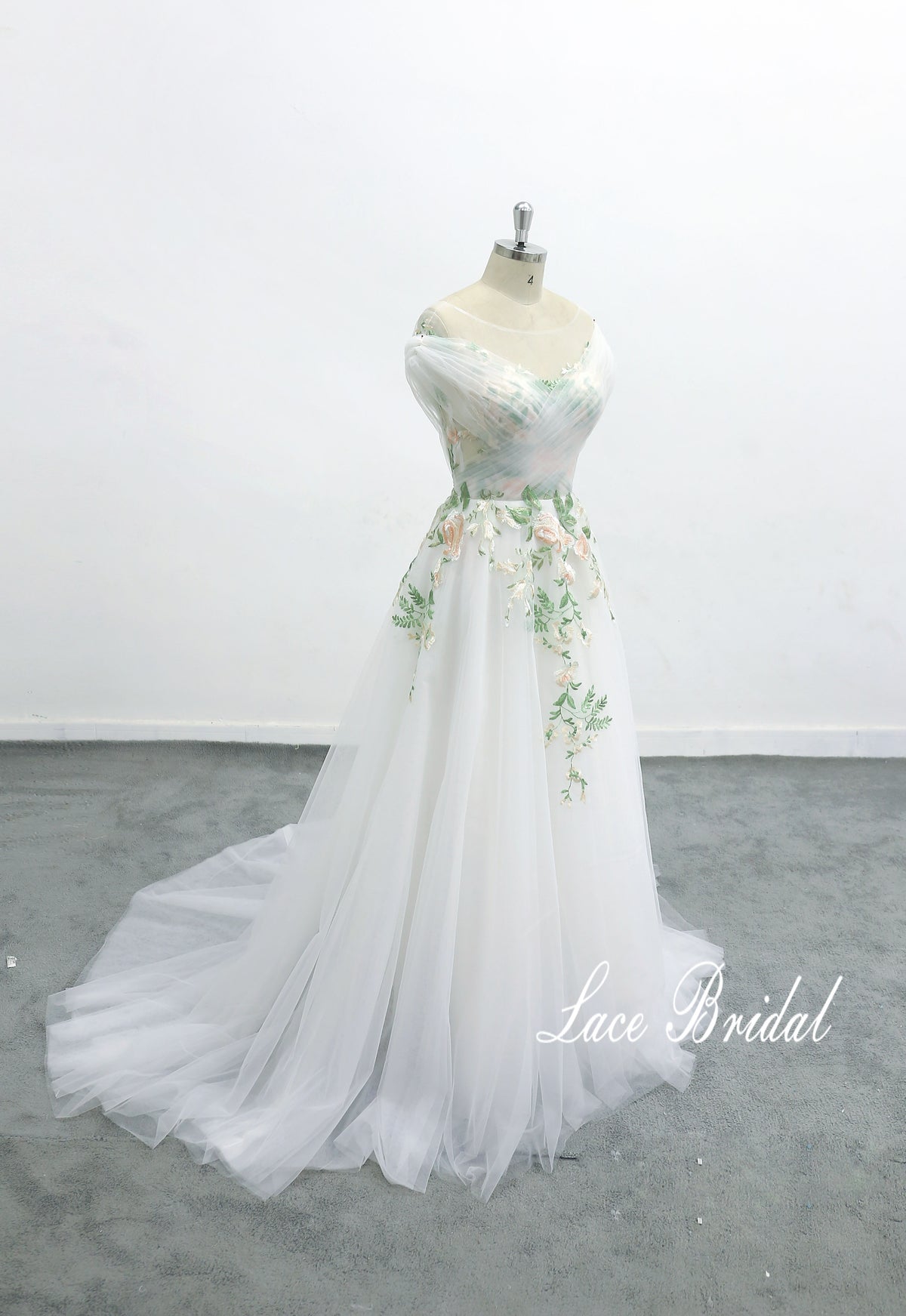 Ivory wedding dress, lace wedding dress, custom-made wedding dress