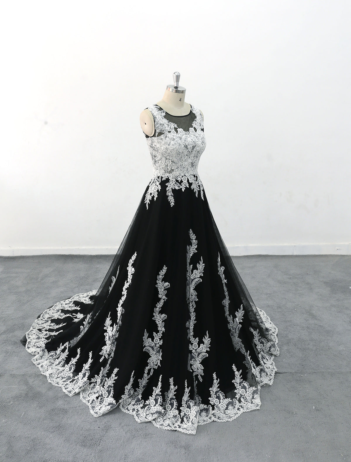 Black wedding dress, lace wedding dress, custom-made wedding dress