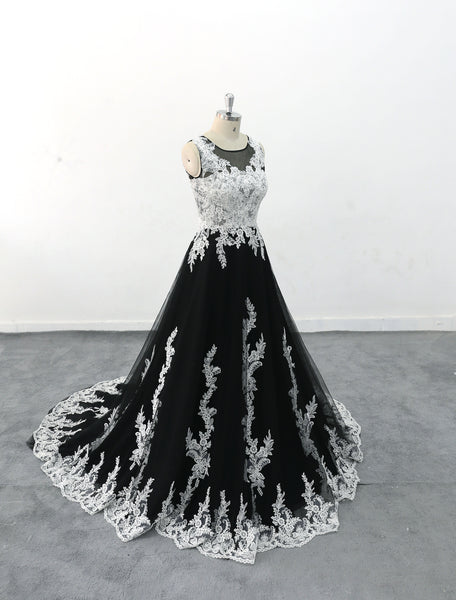 Black wedding dress, lace wedding dress, custom-made wedding dress