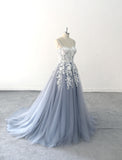 Gray-blue wedding dress, lace wedding dress, custom-made wedding dress