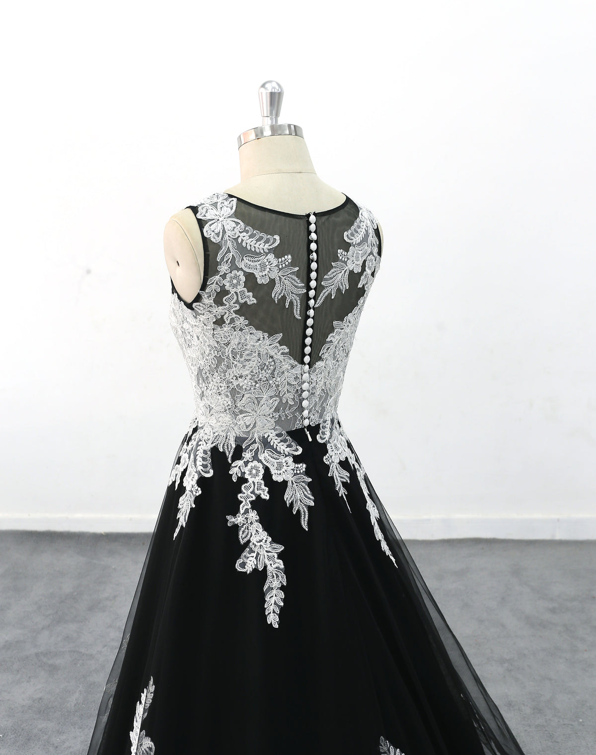 Black wedding dress, lace wedding dress, custom-made wedding dress
