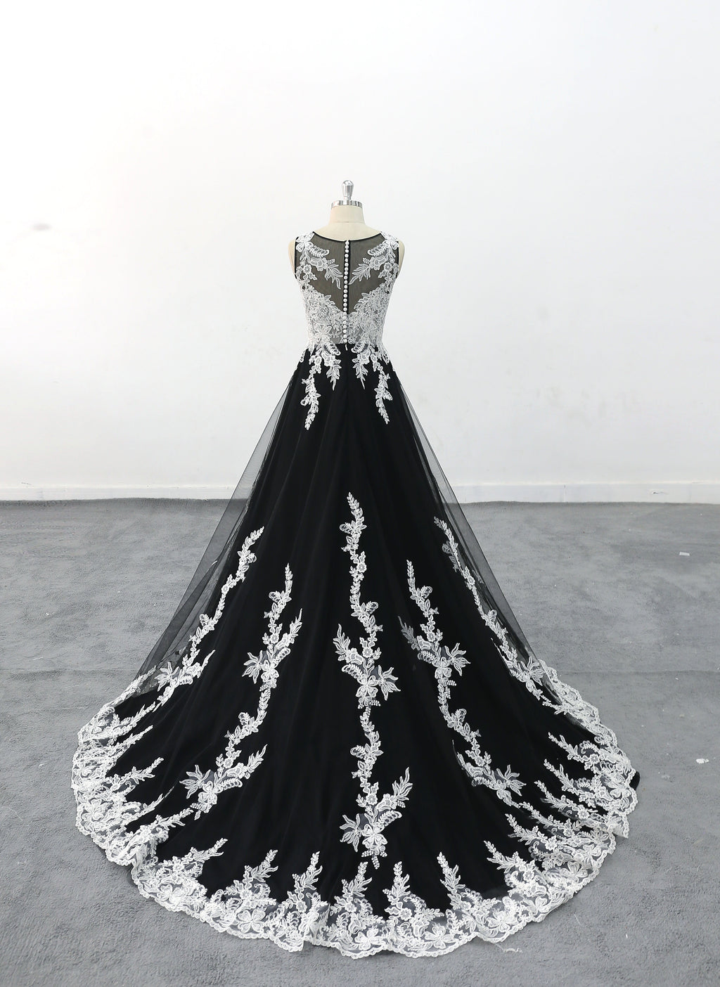 Black wedding dress, lace wedding dress, custom-made wedding dress