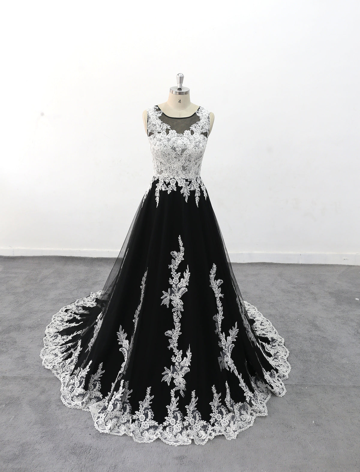 Black wedding dress, lace wedding dress, custom-made wedding dress