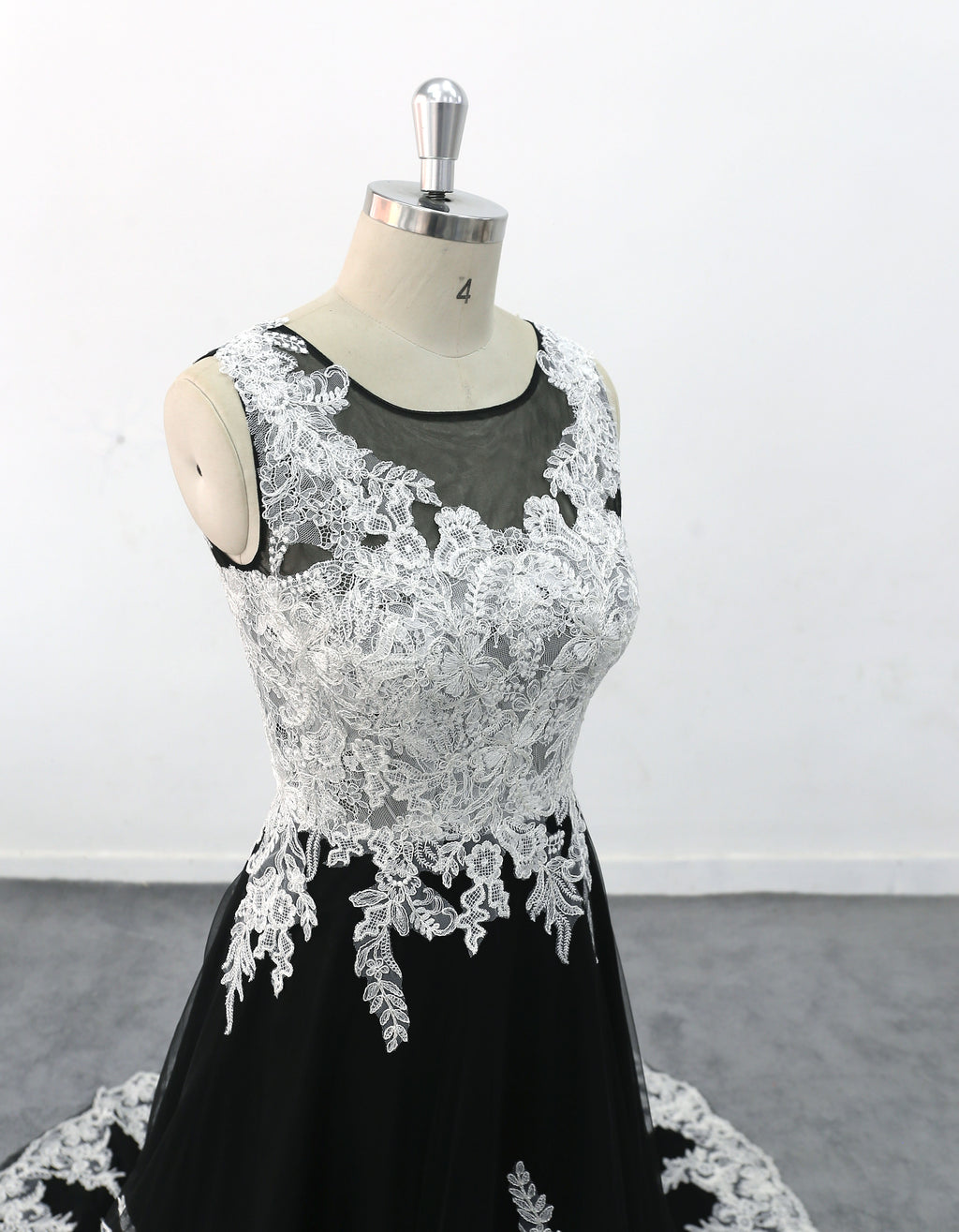 Black wedding dress, lace wedding dress, custom-made wedding dress
