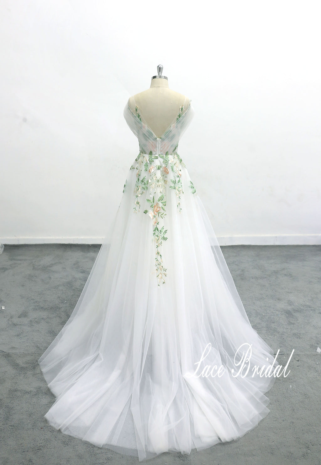 Ivory wedding dress, lace wedding dress, custom-made wedding dress