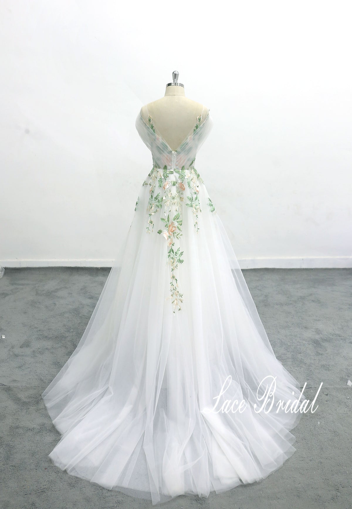 Ivory wedding dress, lace wedding dress, custom-made wedding dress