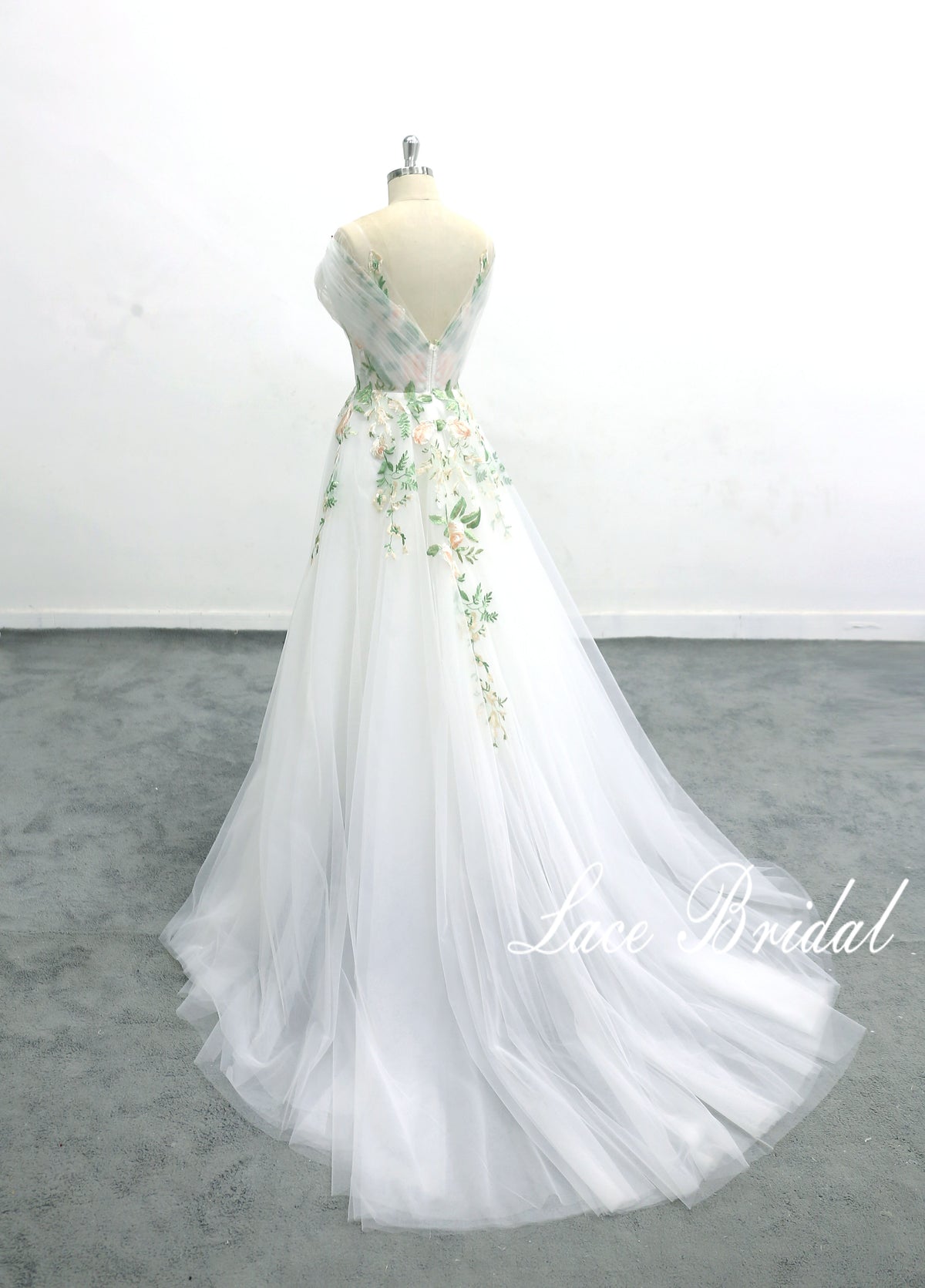 Ivory wedding dress, lace wedding dress, custom-made wedding dress