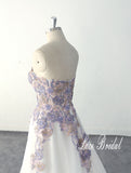 Ivory wedding dress, purple and gold lace wedding dress, custom-made wedding dress