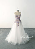 Ivory wedding dress, purple and gold lace wedding dress, custom-made wedding dress