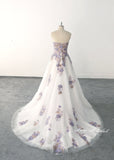 Ivory wedding dress, purple and gold lace wedding dress, custom-made wedding dress