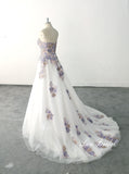 Ivory wedding dress, purple and gold lace wedding dress, custom-made wedding dress
