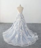 Gray-blue wedding dress, lace wedding dress, custom-made wedding dress