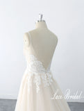 Beige wedding dress, lace wedding dress, custom-made wedding dress