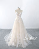 Beige wedding dress, lace wedding dress, custom-made wedding dress