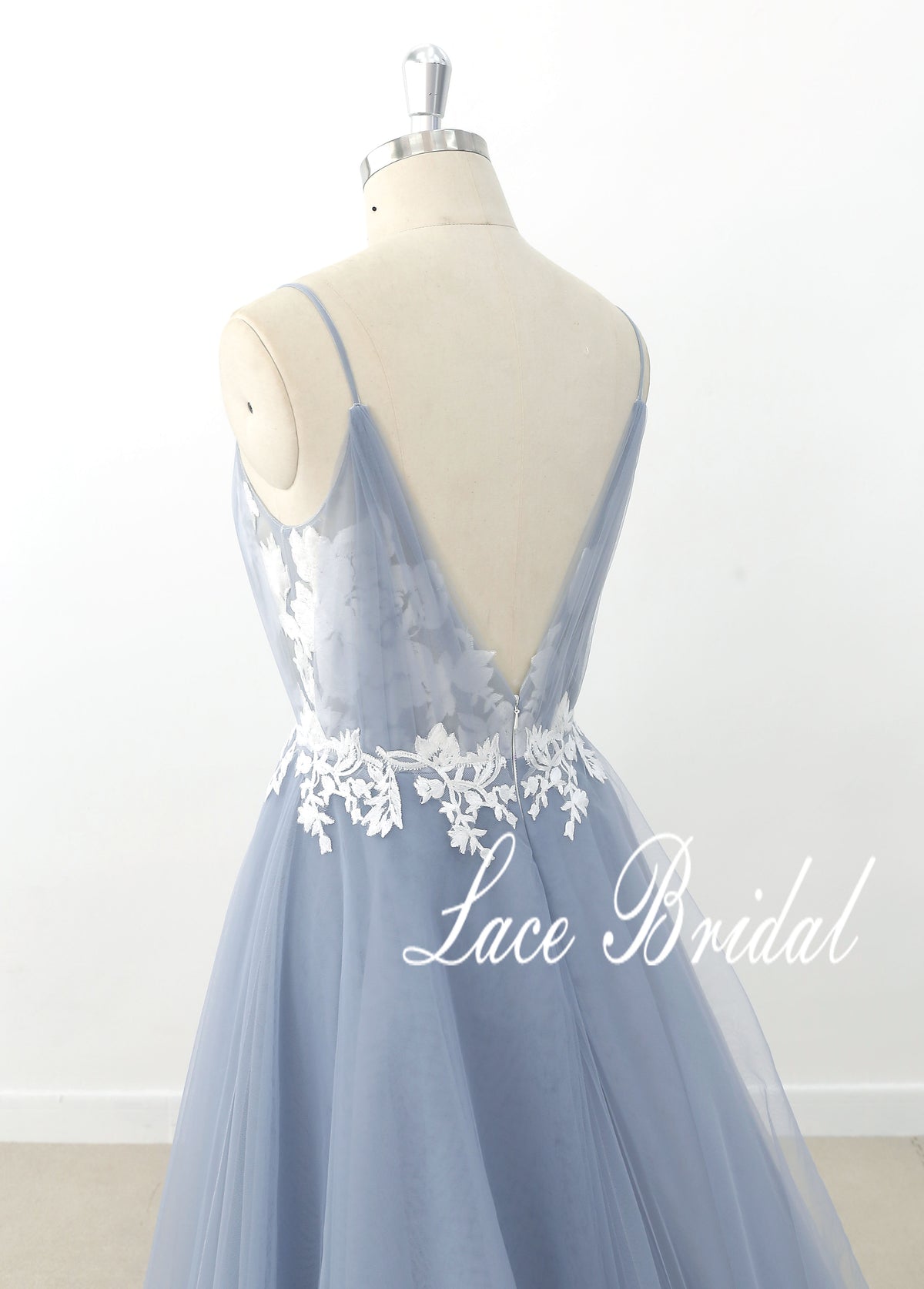Gray-blue wedding dress, lace wedding dress, custom-made wedding dress