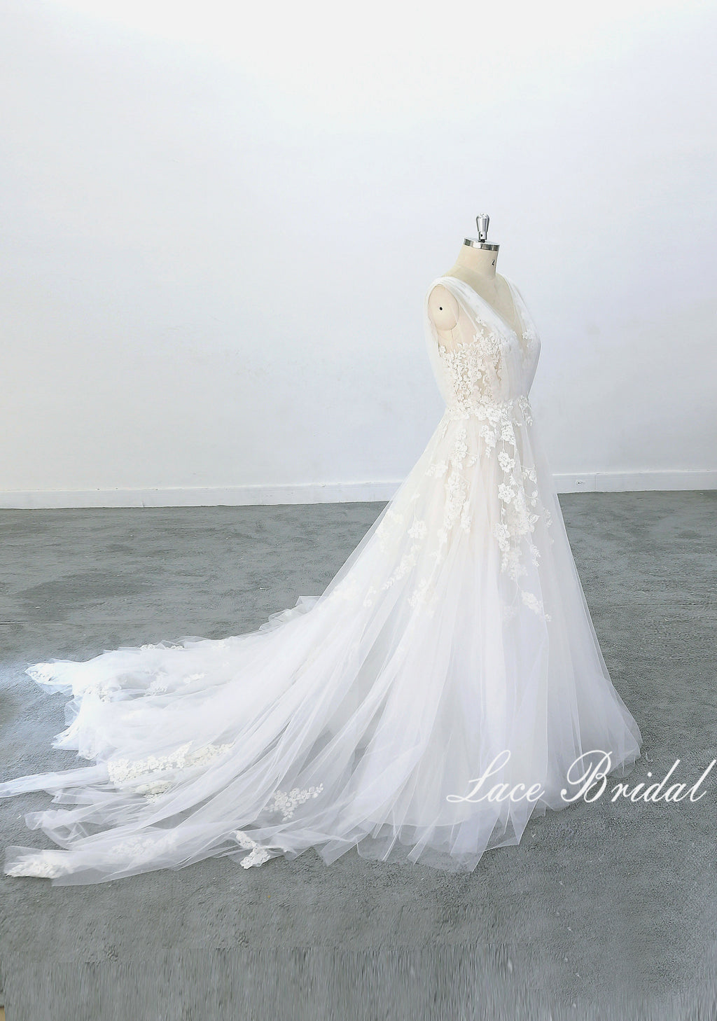Vestido de novia color marfil, vestido de novia de encaje, vestido de novia hecho a medida