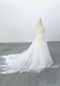 Vestido de novia color marfil, vestido de novia de encaje, vestido de novia hecho a medida