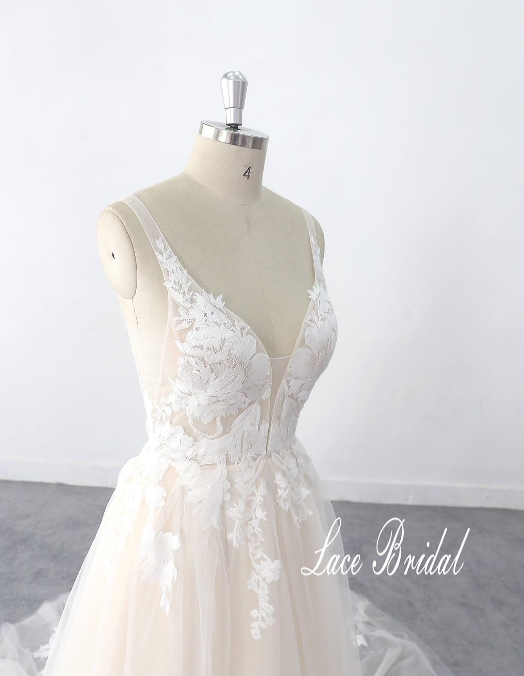 Vestido de novia color hueso, vestido de novia de encaje, vestido de novia hecho a medida