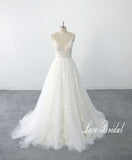 Off-white wedding dress, lace wedding dress, custom-made wedding dress