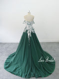 Green wedding dress, custom-made wedding dress, lace wedding dress
