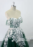 Green wedding dress, custom-made wedding dress, lace wedding dress